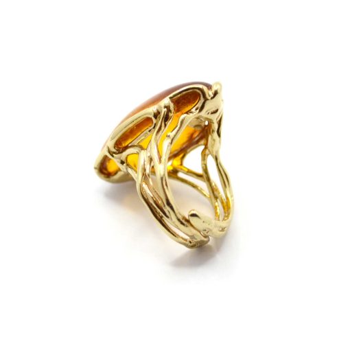 Anello in argento giallo ed ambra