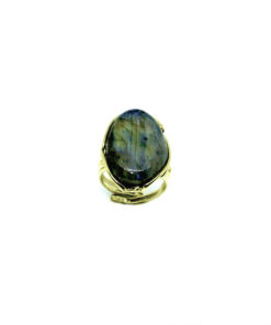 Anello in Argento dorato con Pietra Labradorite